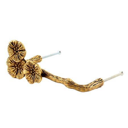 Handmade Golden Brass Flower And Branch Door Handle