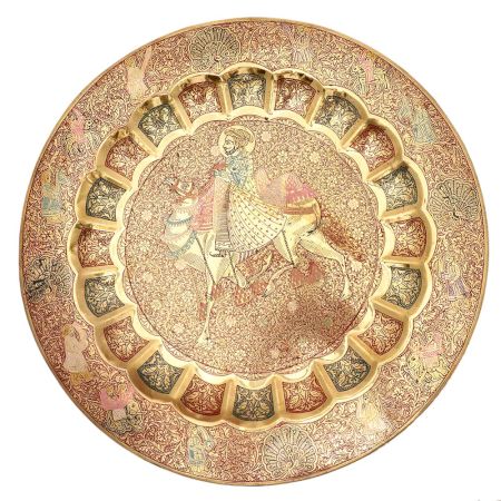 Authentic Camel Rider Embellished Decorative Tray By Rajasthan Artists