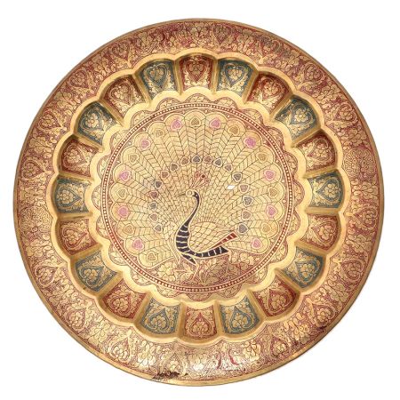 Authentic Peacock Embellished Decorative Tray