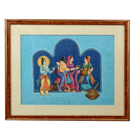 Lord Krishna playing Holi with the Gopis