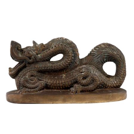 Handmade Brown Brass Sitting Komodo Dragon Statue