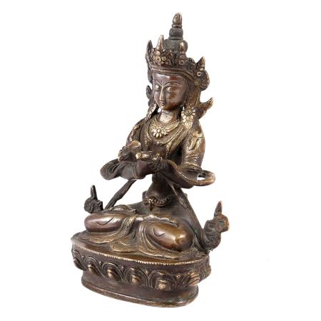Handmade Brown Golden Brass Tibetan Buddha Statue