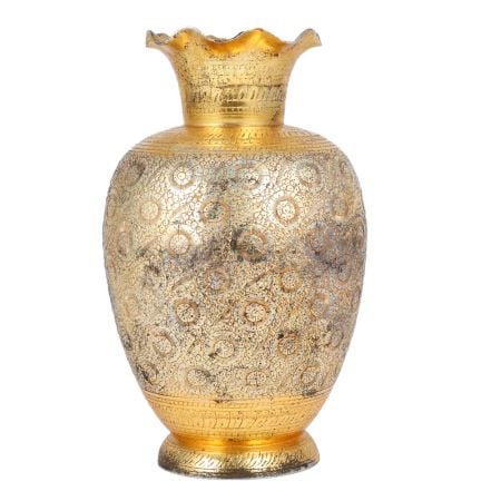Handmade Multicolored Brass Scalloped Flower Vase