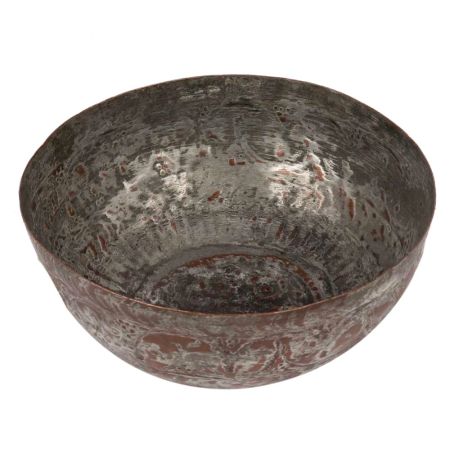Handmade Patinated Brass Engraved  Footed Bowl