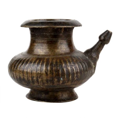 Handmade Brown Brass Water Pot with Spout