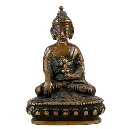 Handmade Black Coated Brass Lord BuddhaÂ Statue With Sacred Kalash