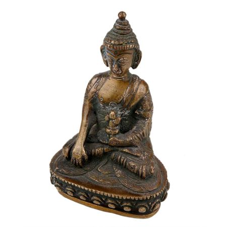Handmade Black Coated Brass Lord BuddhaÂ Statue With Sacred Kalash