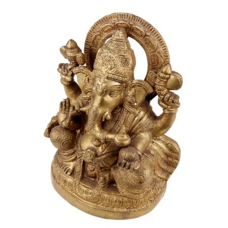 Handmade Golden Brass Lord Ganesha Blessing pose