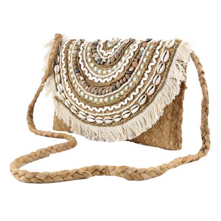 Natural Handmade FoldOver Bohemian Jute Clutch Bag