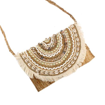 Natural Handmade FoldOver Bohemian Jute Clutch Bag