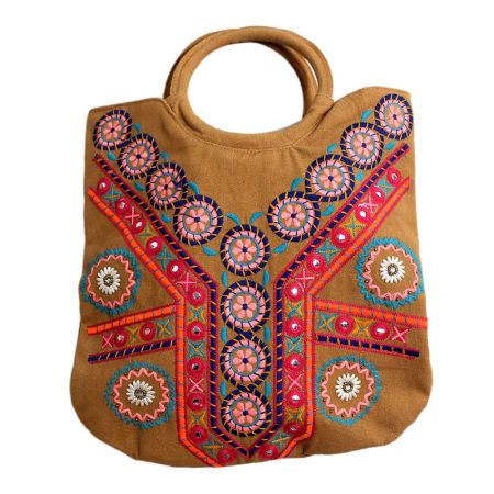 Hanmade Jute Tote Bag with Wooden Handle
