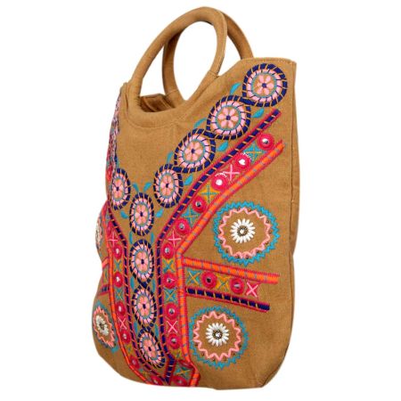 Hanmade Jute Tote Bag with Wooden Handle