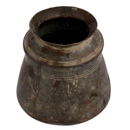 Handmade Black Patina Brass Rare South Indian Water Pot