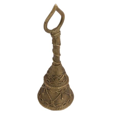 Handmade Brown Brass Engraved Tribal Bell