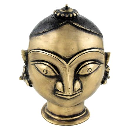Hand Made Golden Brass Parvati Gauri Head Statue Gangaur