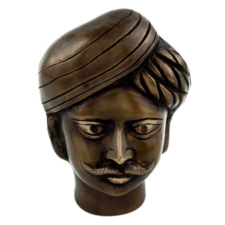 Handmade Brown Brass Muniswaran God Head Shiva Head