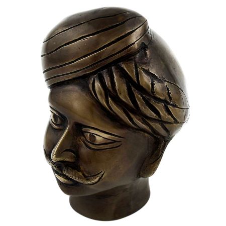 Handmade Brown Brass Muniswaran God Head Shiva Head