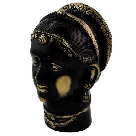 Handcrafted Black Brass Gangaur Gauri Face Statue Parvati