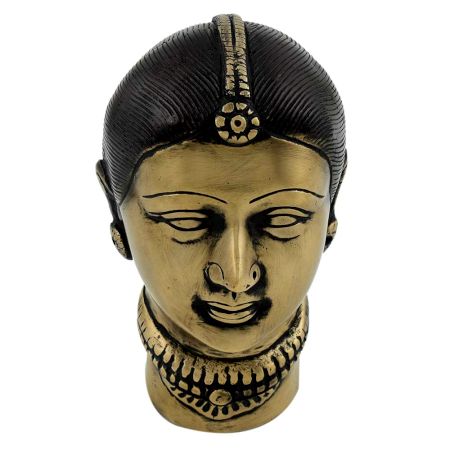 Handmade Black And Golden Gangaur Gauri Face Statue