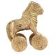 Handmade Golden Brass Hindu Temple Toy Horse Statue On Wheels