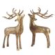 Handmade Golden Brass Standing Deers In Pair