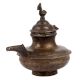 Handmade Brown Brass Oil Pot With Bird Finial Lid