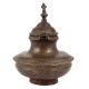 Handmade Brown Brass Oil Pot With Bird Finial Lid