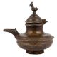 Handmade Brown Brass Oil Pot With Bird Finial Lid