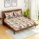 Brown Leaves Spaces 104 TC Cotton Double Bed Sheet with 2 Pillow Covers
