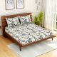 Grey Leaves Spaces 104 TC Cotton Double Bed Sheet with 2 Pillow Covers