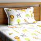 Multi Color Chic Zoo Animals Home Kids 180 TC Cotton Single Bedsheet with One Pillow Cover