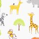 Multi Color Chic Zoo Animals Home Kids 180 TC Cotton Single Bedsheet with One Pillow Cover
