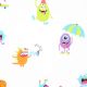 Multicolored Chic Home Kids Cartoon Monsters 180 TC Cotton Single Bedsheet with One Pillow Cover