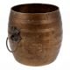 Handcrafted Brown Brass Planter Pot with 2 Ring Handles