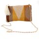 Muticolored Glass Bead And Cotton Ziptop Clutch Bag