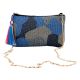 Blue Glass Bead And Cotton Ziptop Clutch Bag