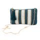 Blue  And White Glass Beads Cotton Ziptop Clutch Bag