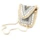 Natural Beaded And  Coin Flap Clutch Bag
