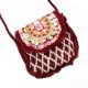 Burgundy And White Heavy Hand Embroidery Foldover Cluch Bag With Coins