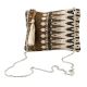 Brown Ikat Jaquard Ziptop Clutch Cotton Bag With Tassle