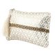 Golden Jaquard Cotton Zip Tip Tassle Clutch Bag