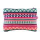 Multicolored ZipTop Jaquard Cotton Zip Top Clutch Bag With Tassle