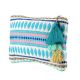 Hand Embroidered Blue ZipTop Jaquard Lurex Zip Top Clutch Bag