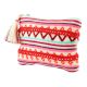 Pink Colorful Hand Embrodered Zip Top Clutch Bag With Tassle
