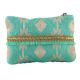Green Embroidered ZipTop Jaquard Lurex Zip Top Clutch Bag