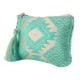 Green Embroidered ZipTop Lurex Zip Top Clutch Bag