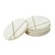 White Round Marble With Brass Handicraft CosterÂ Set( Pack of 4)