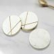 White Round Marble With Brass Handicraft CosterÂ Set( Pack of 4)