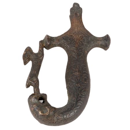 Old Brass Sword Handle Hilt With Lion Hunting Deer Design