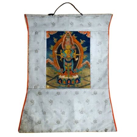 White Thangka Painting  Of Eleven Headed Avalokiteshvara